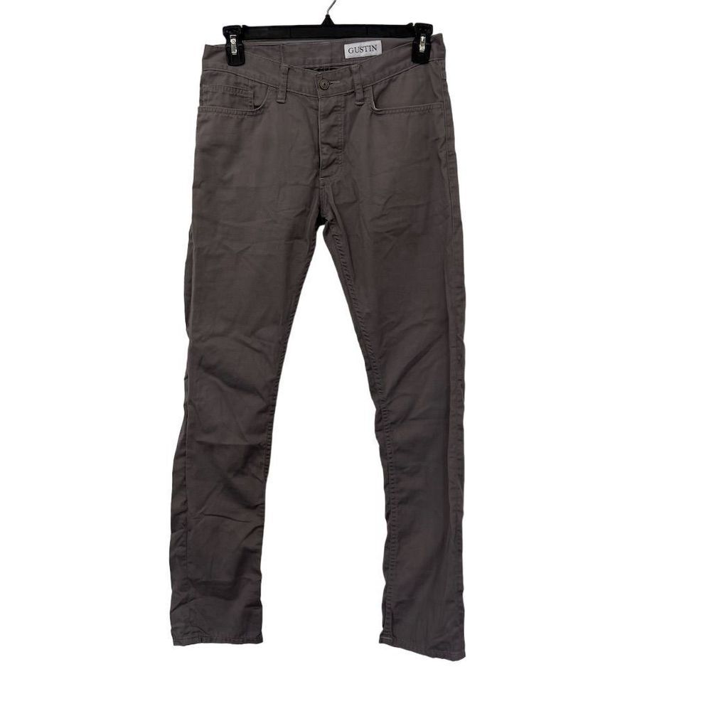 GUSTIN Men's Slim Fit Grey Chino Trousers Size 33 Durable Comfortable